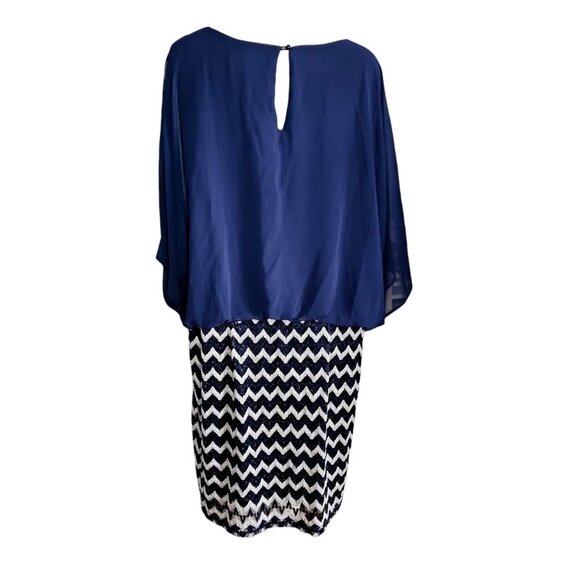 Perceptions Woman Dress Womens Plus Size 24W Blue Chevron Layered Look - Picture 3 of 7